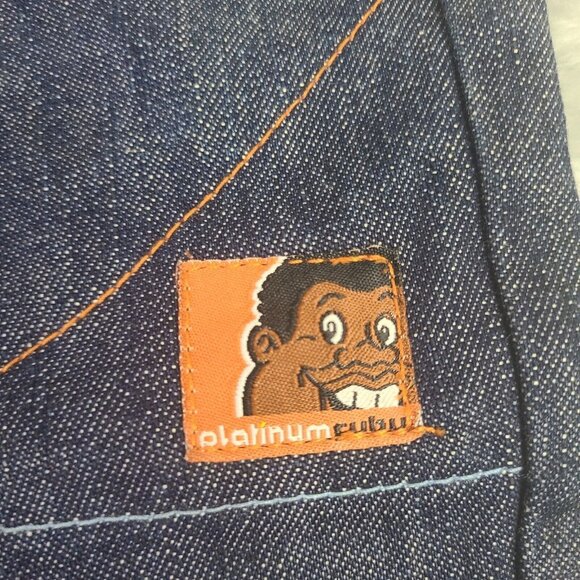 Vintage Platinum Fubu Y2k Fat Albert Baggy Embroidered Navy  Jeans Mens 38x34 - Picture 3 of 16